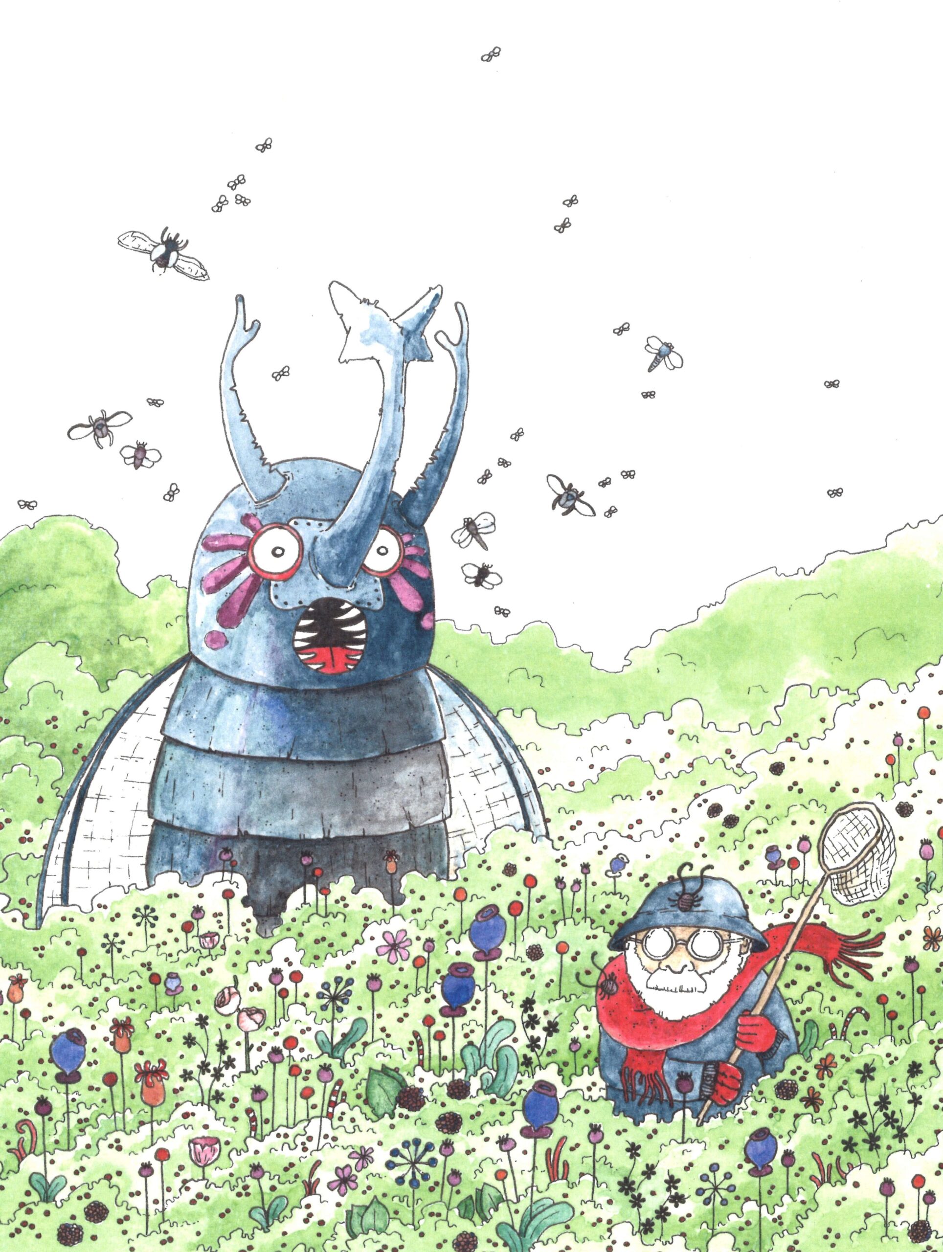 illustration aquarelle Scarhino Scarabrute Dresseur Pokemon